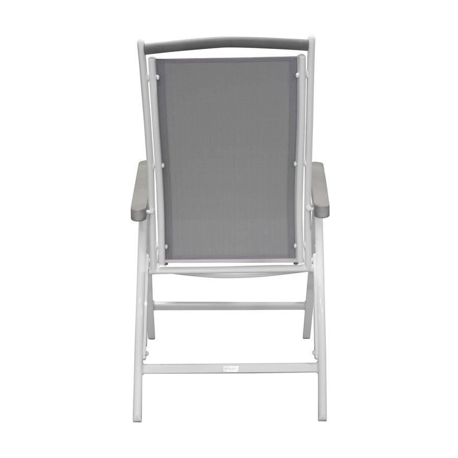 VENTURE DESIGN Albany 5 positions havestol m. armln og gr stofhynde - hvid aluminium