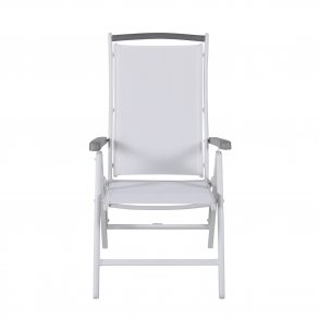 VENTURE DESIGN Albany 5 pos. havestol, m. armln - hvid textilene og aluminium, gr aintwood