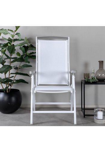 VENTURE DESIGN Albany 5 pos. havestol, m. armln - hvid textilene og aluminium, gr aintwood
