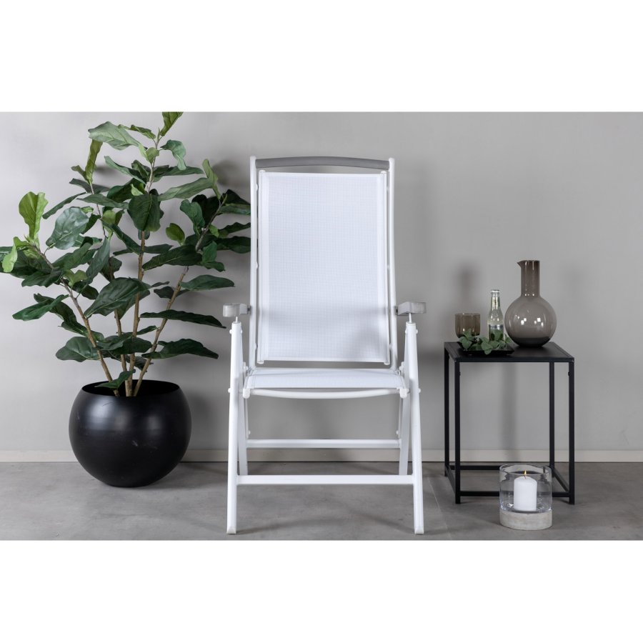 VENTURE DESIGN Albany 5 pos. havestol, m. armln - hvid textilene og aluminium, gr aintwood