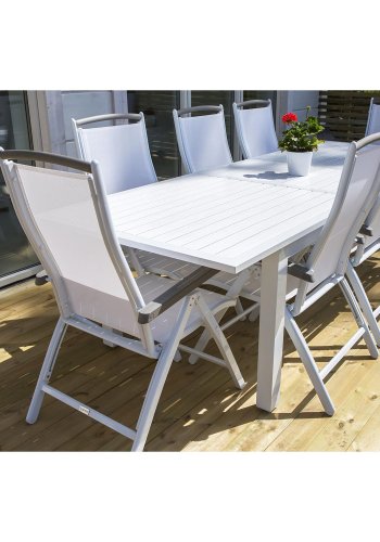 VENTURE DESIGN Albany 5 pos. havestol, m. armln - hvid textilene og aluminium, gr aintwood