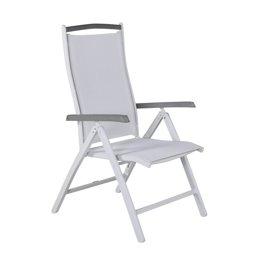 VENTURE DESIGN Albany 5 pos. havestol, m. armln - hvid textilene og aluminium, gr aintwood