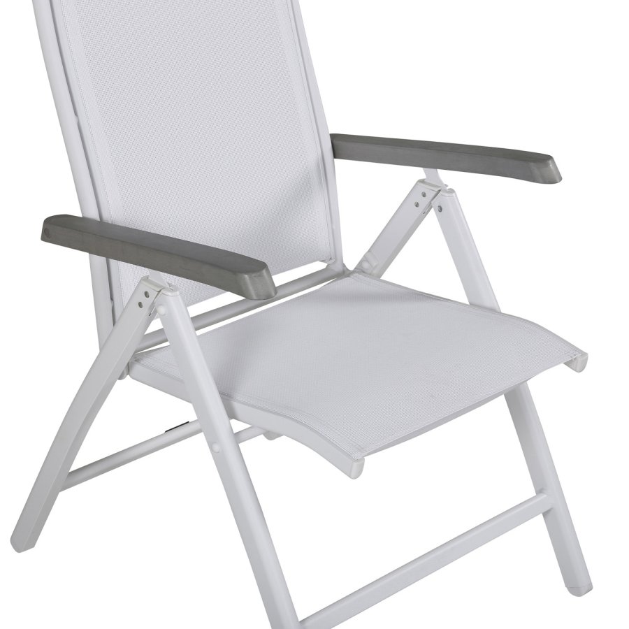 VENTURE DESIGN Albany 5 pos. havestol, m. armln - hvid textilene og aluminium, gr aintwood