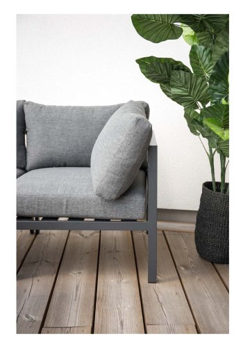 VENTURE DESIGN Copacabana Lyx modul havesofa -  hjrne m. gr hynder - sort aluminium 
