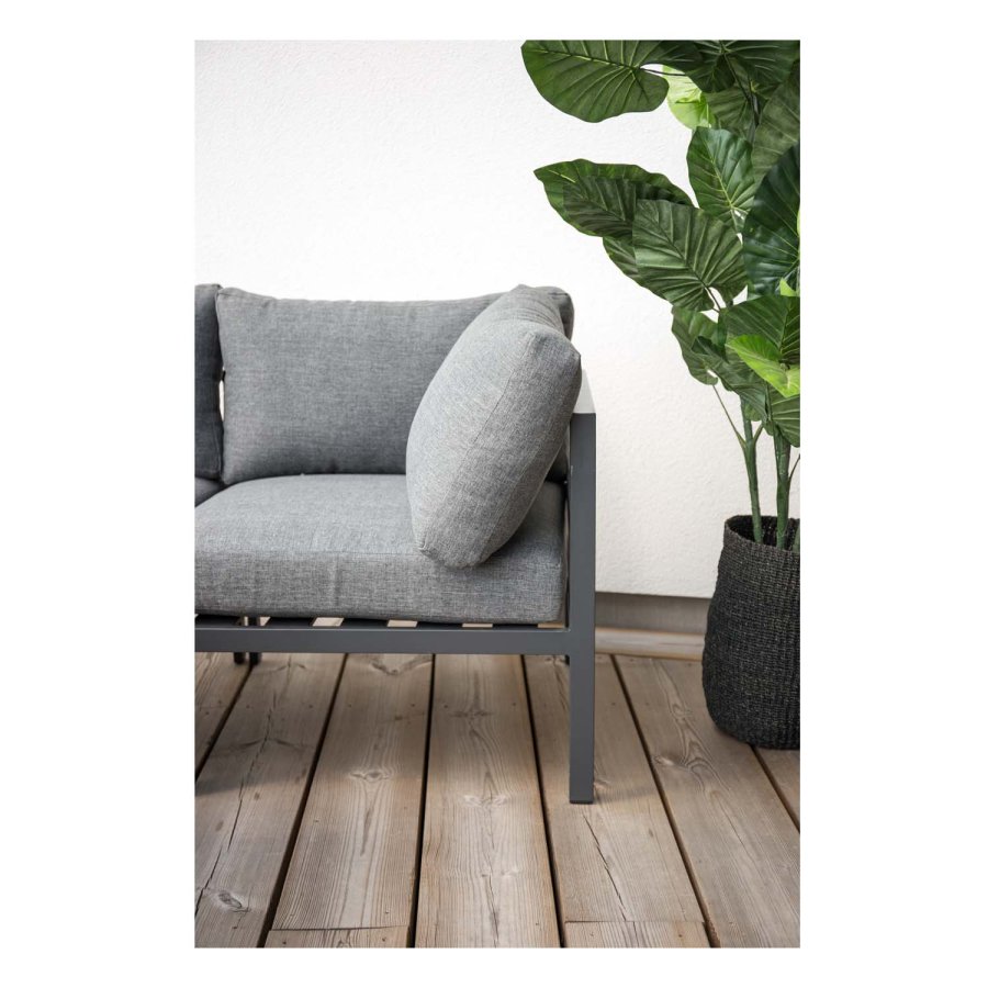 VENTURE DESIGN Copacabana Lyx modul havesofa -  hjrne m. gr hynder - sort aluminium 