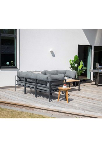 VENTURE DESIGN Copacabana Lyx modul havesofa -  hjrne m. gr hynder - sort aluminium 