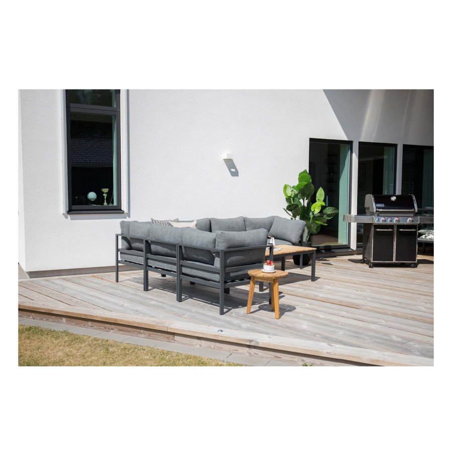 VENTURE DESIGN Copacabana Lyx modul havesofa -  hjrne m. gr hynder - sort aluminium 