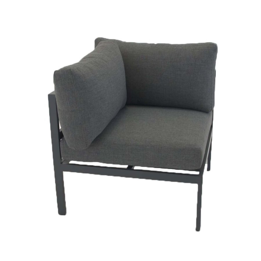VENTURE DESIGN Copacabana Lyx modul havesofa -  hjrne m. gr hynder - sort aluminium 