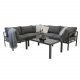 VENTURE DESIGN Copacabana Lyx modul havesofa -  hjrne m. gr hynder - sort aluminium 