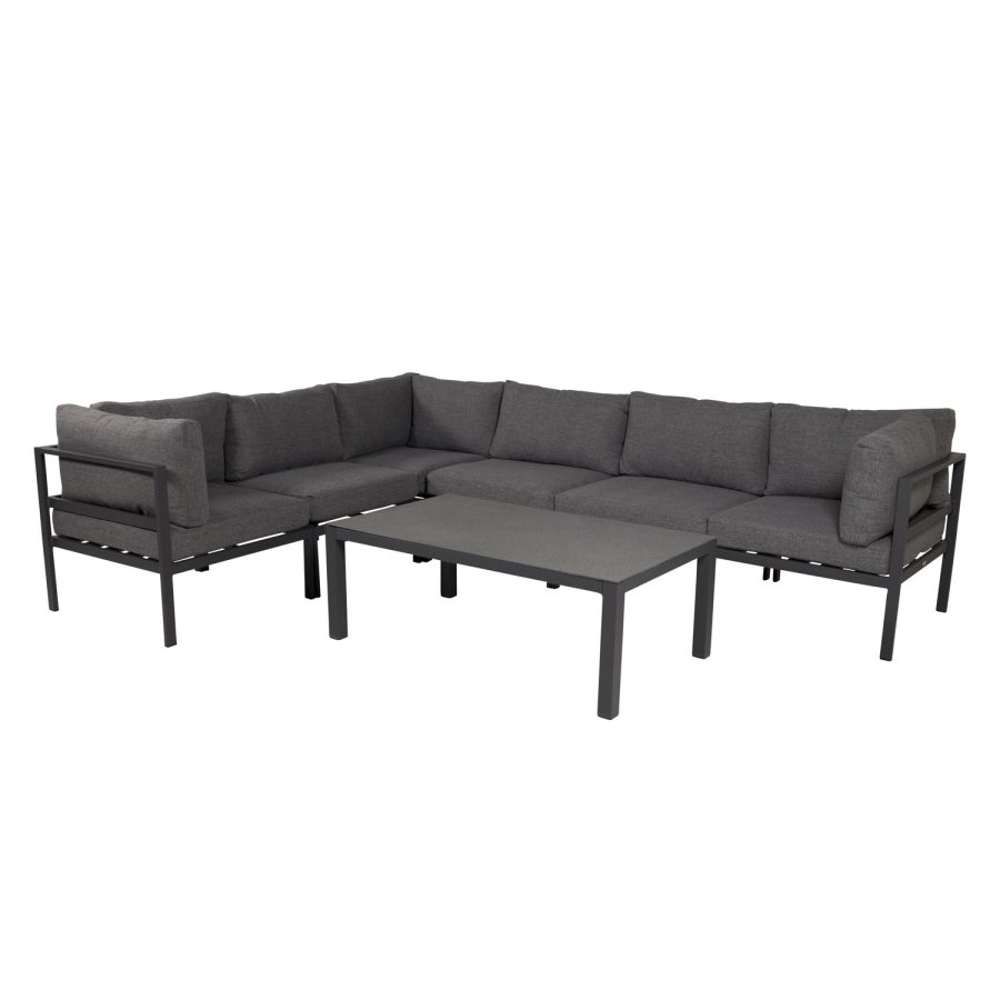 VENTURE DESIGN rektangulr Copacabana Lyx havebord - sprayglas og sort aluminium 