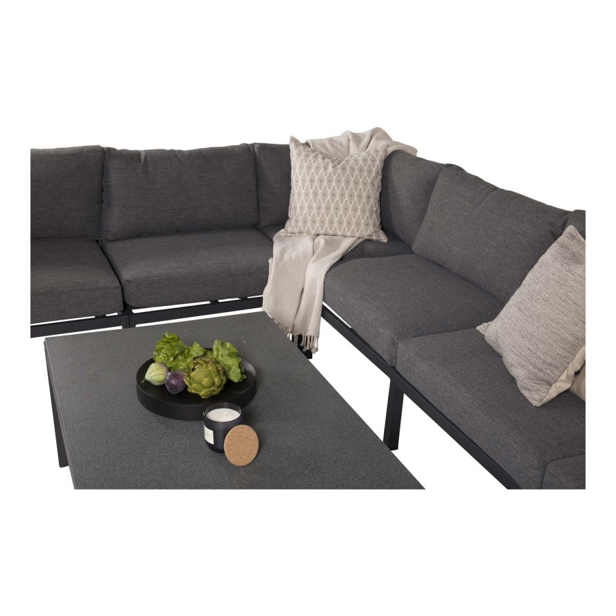 VENTURE DESIGN rektangulr Copacabana Lyx havebord - sprayglas og sort aluminium 