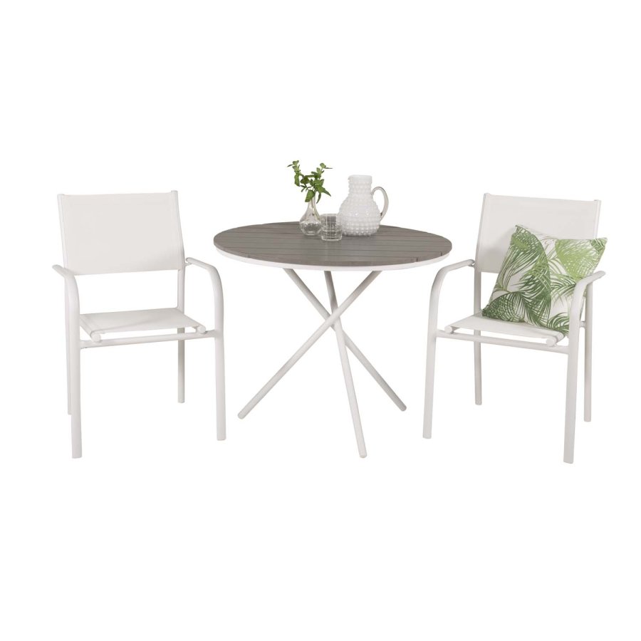 VENTURE DESIGN Santorini havestol m. armln - hvid stof og aluminium