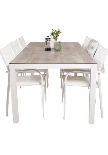 VENTURE DESIGN Santorini havestol m. armln - hvid stof og aluminium