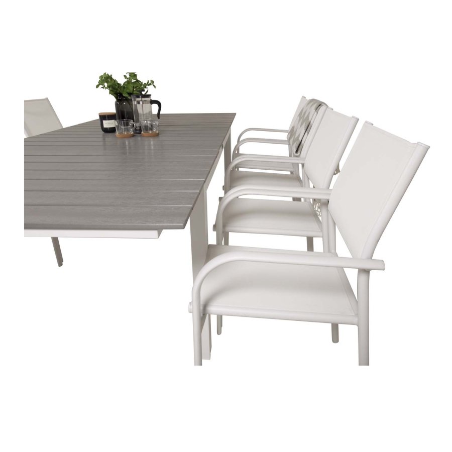 VENTURE DESIGN Santorini havestol m. armln - hvid stof og aluminium