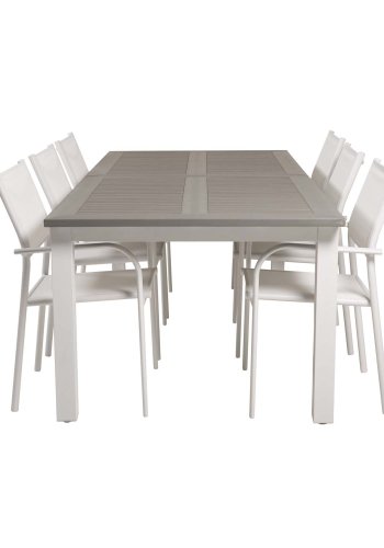 VENTURE DESIGN Santorini havestol m. armln - hvid stof og aluminium