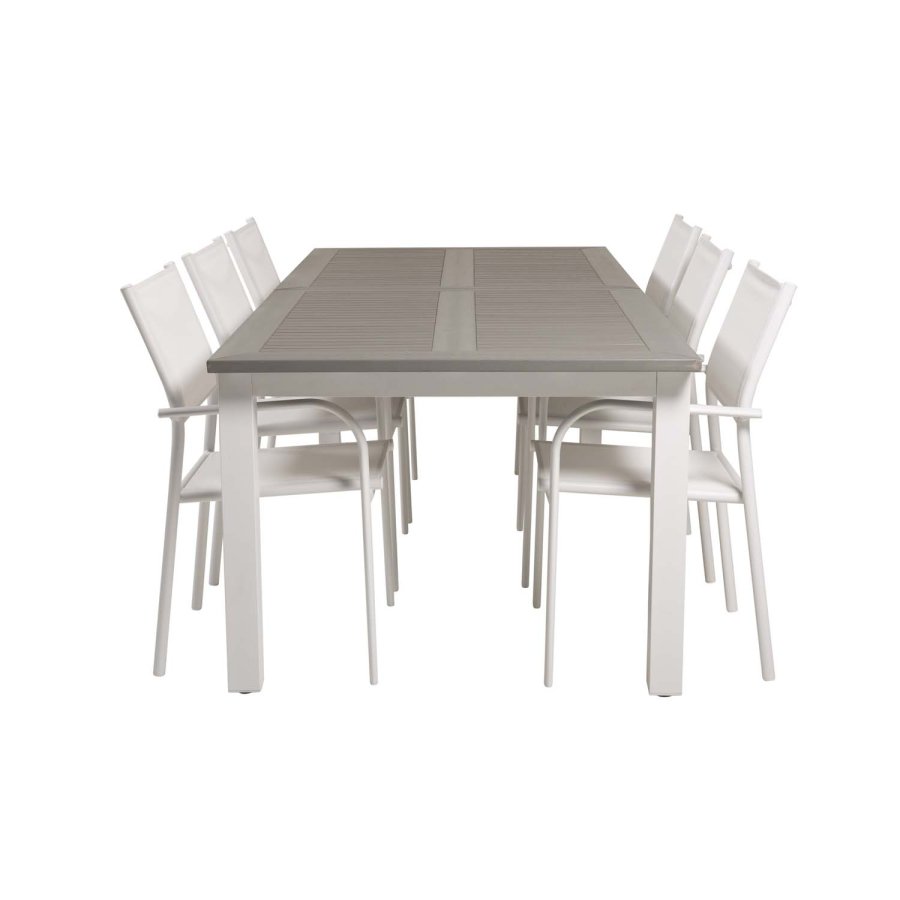 VENTURE DESIGN Santorini havestol m. armln - hvid stof og aluminium