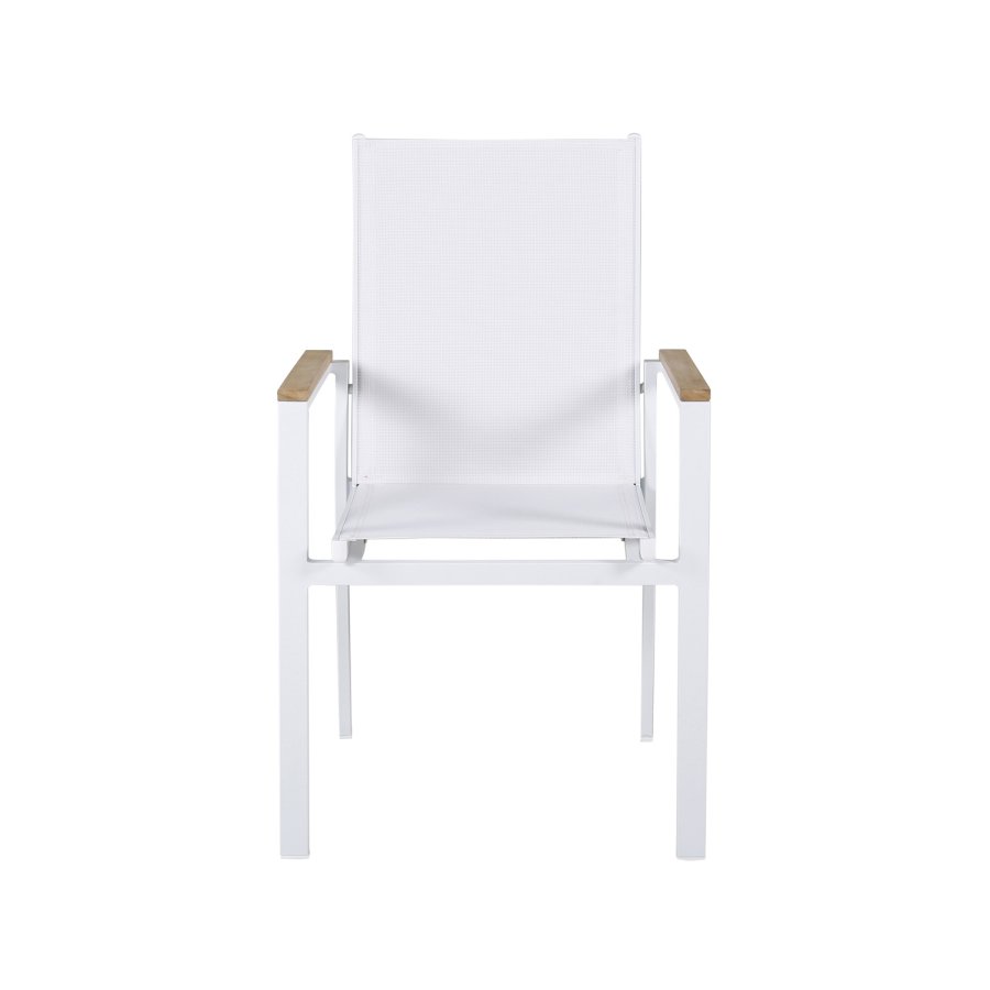VENTURE DESIGN Texas havestol, m. armln - natur teaktr, hvid textilene og aluminium