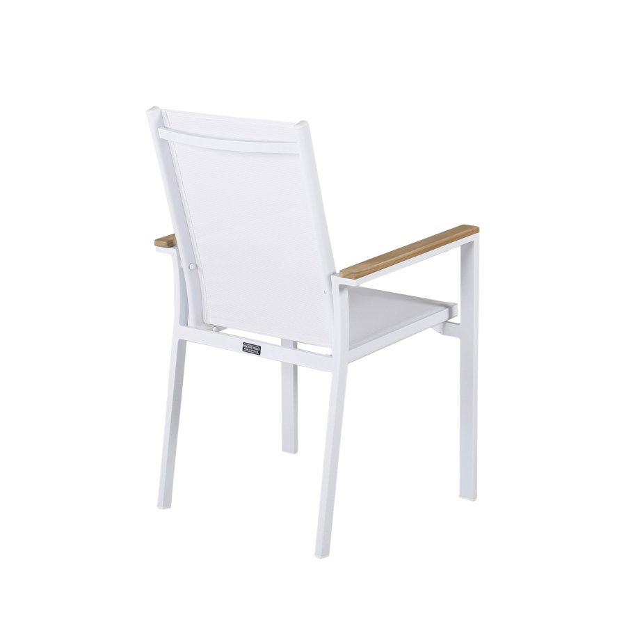 VENTURE DESIGN Texas havestol, m. armln - natur teaktr, hvid textilene og aluminium