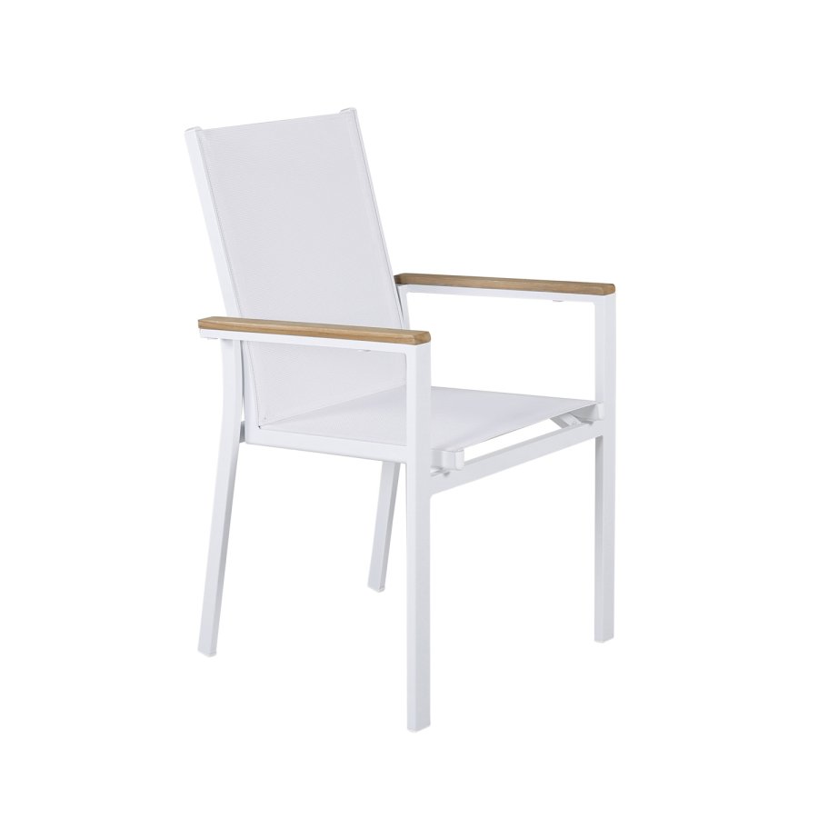 VENTURE DESIGN Texas havestol, m. armln - natur teaktr, hvid textilene og aluminium