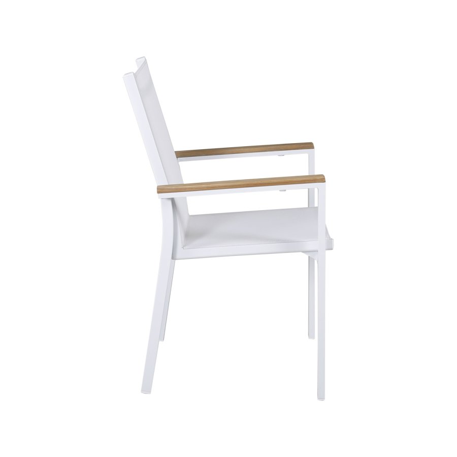 VENTURE DESIGN Texas havestol, m. armln - natur teaktr, hvid textilene og aluminium