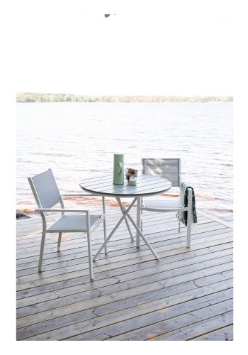 VENTURE DESIGN rund Parma udendrs cafébord - gr, hvid aluminium (90)