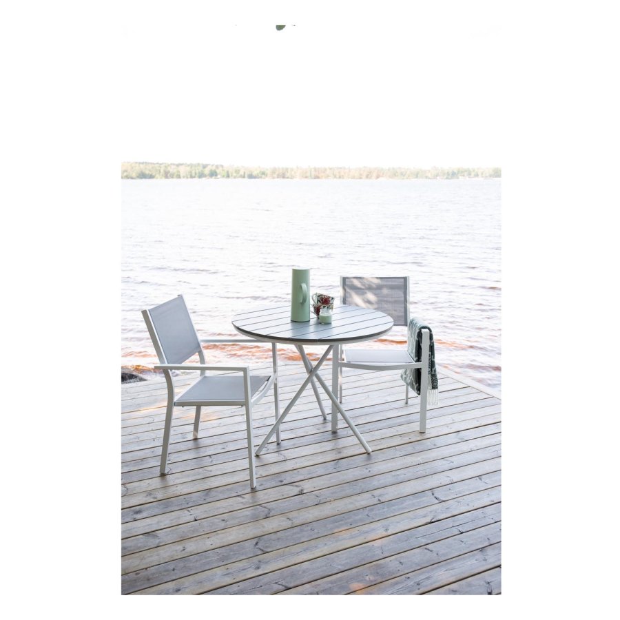 VENTURE DESIGN rund Parma udendrs cafébord - gr, hvid aluminium (90)