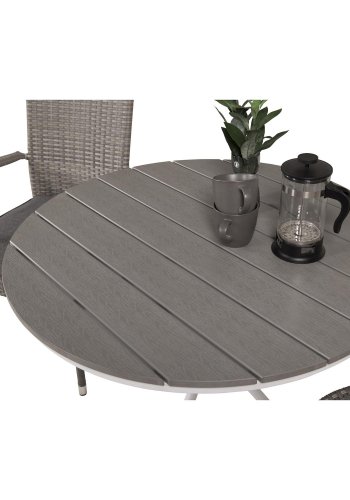 VENTURE DESIGN rund Parma udendrs cafébord - gr, hvid aluminium (90)