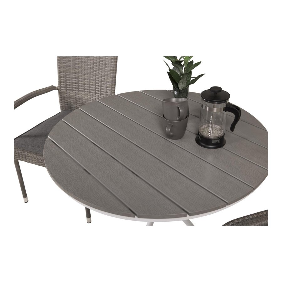 VENTURE DESIGN rund Parma udendrs cafébord - gr, hvid aluminium (90)