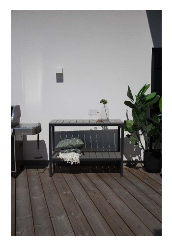 VENTURE DESIGN rektangulr Parma udendrs reol - gr, sort aluminium (125x55)