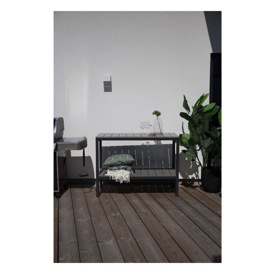 VENTURE DESIGN rektangulr Parma udendrs reol - gr, sort aluminium (125x55)