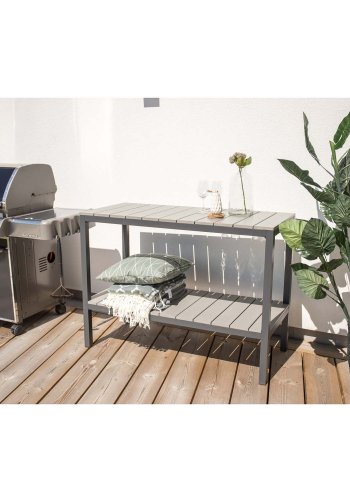 VENTURE DESIGN rektangulr Parma udendrs reol - gr, sort aluminium (125x55)