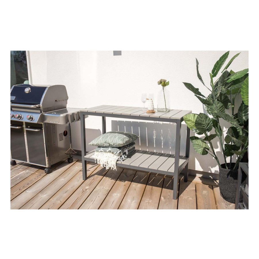 VENTURE DESIGN rektangulr Parma udendrs reol - gr, sort aluminium (125x55)