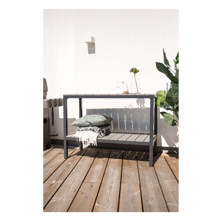 VENTURE DESIGN rektangulr Parma udendrs reol - gr, sort aluminium (125x55)