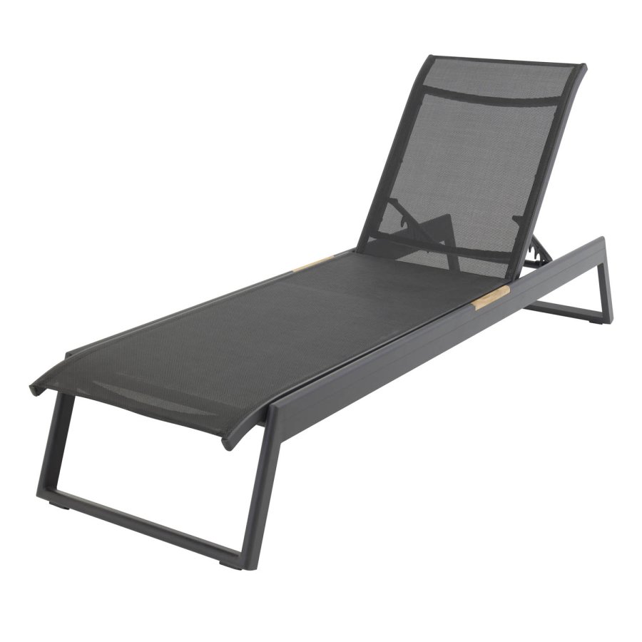 VENTURE DESIGN Mexico udendrs liggestol - sort stof og aluminium 
