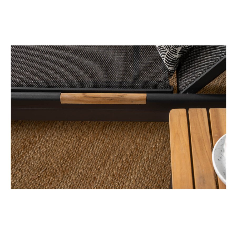 VENTURE DESIGN Mexico udendrs liggestol - sort stof og aluminium 