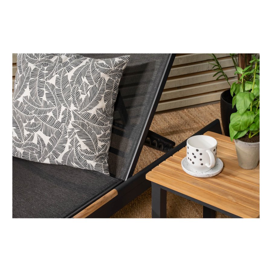 VENTURE DESIGN Mexico udendrs liggestol - sort stof og aluminium 
