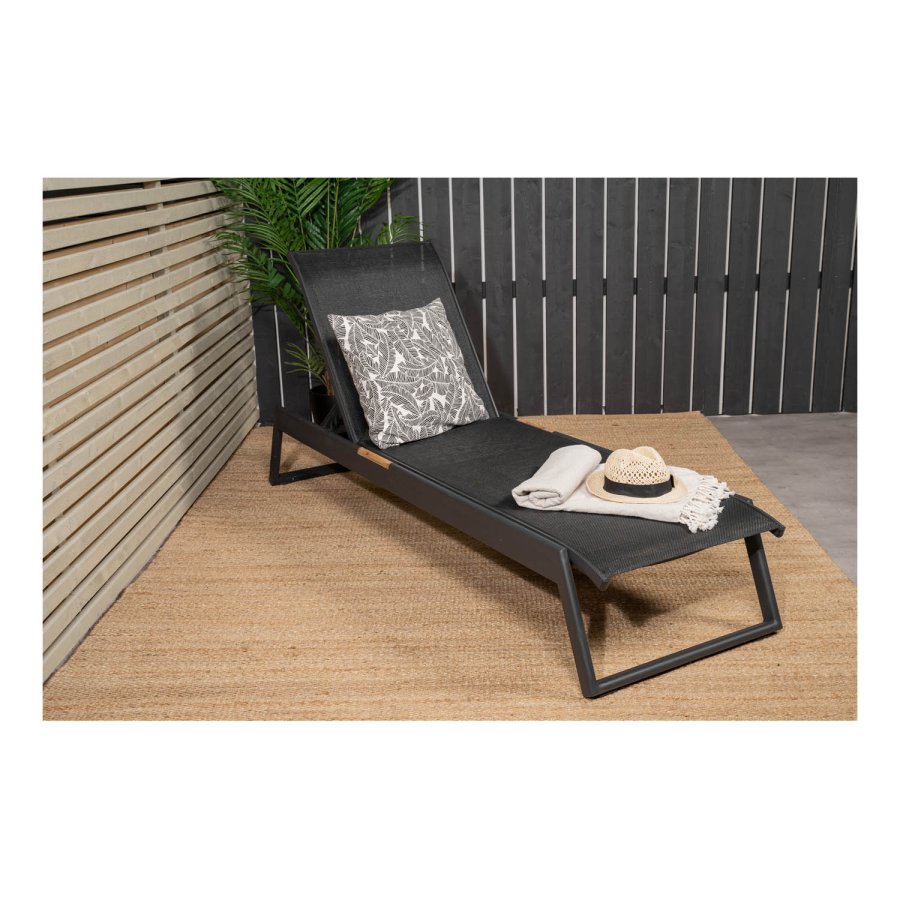VENTURE DESIGN Mexico udendrs liggestol - sort stof og aluminium 