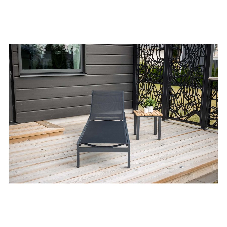 VENTURE DESIGN kvadratisk Mexico udendrs sidebord - natur teaktr og sort aluminium (40x40)