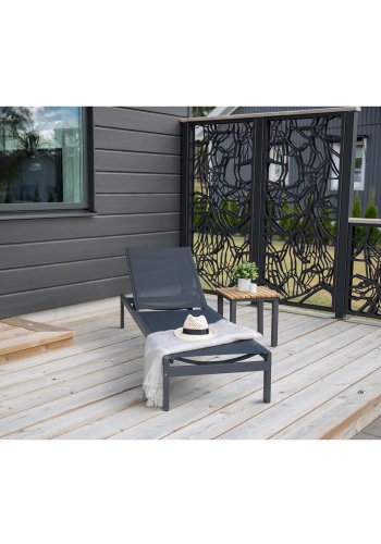 VENTURE DESIGN kvadratisk Mexico udendrs sidebord - natur teaktr og sort aluminium (40x40)