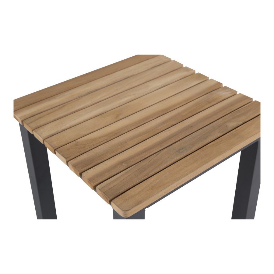 VENTURE DESIGN kvadratisk Mexico udendrs sidebord - natur teaktr og sort aluminium (40x40)