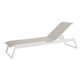 VENTURE DESIGN Parma udendrs liggestol - gr stof og hvid aluminium