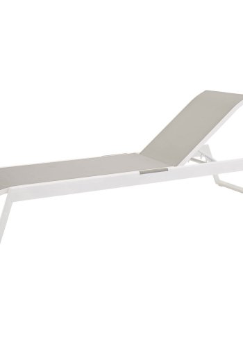 VENTURE DESIGN Parma udendrs liggestol - gr stof og hvid aluminium