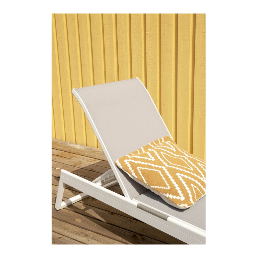 VENTURE DESIGN Parma udendrs liggestol - gr stof og hvid aluminium