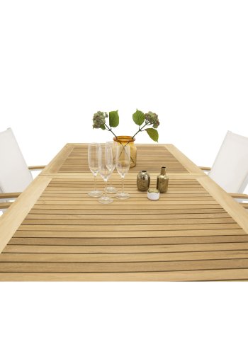 VENTURE DESIGN rektangulr Panama havebord - natur teaktr og hvid aluminium