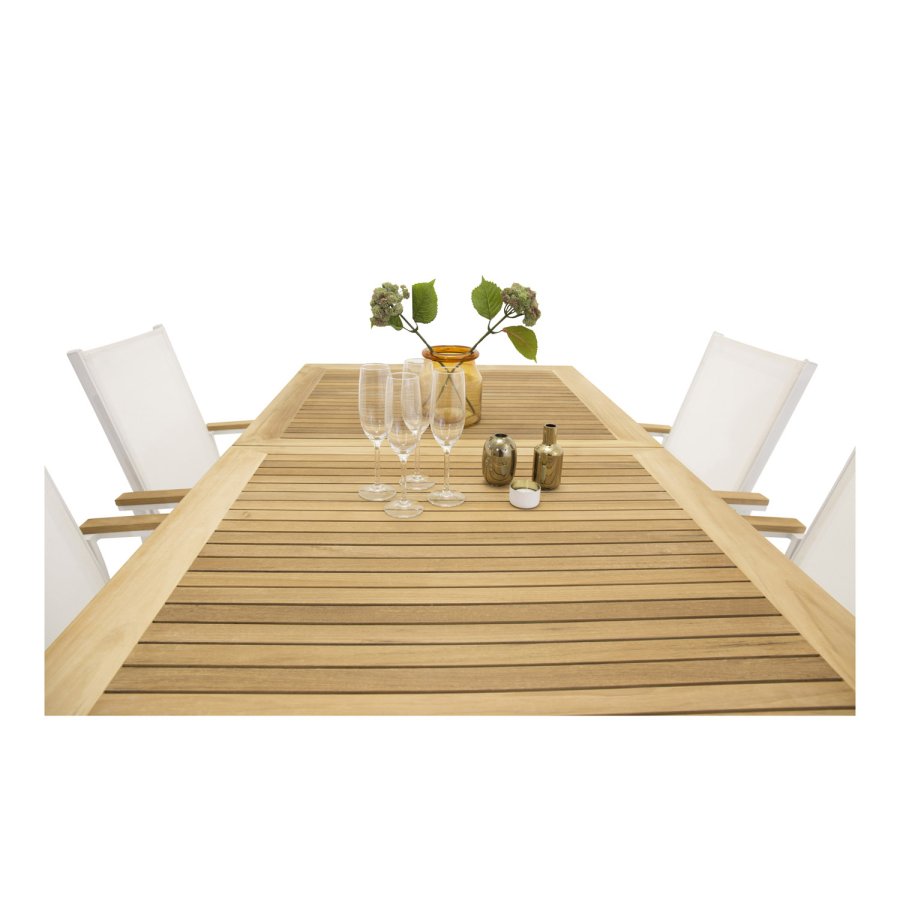 VENTURE DESIGN rektangulr Panama havebord - natur teaktr og hvid aluminium