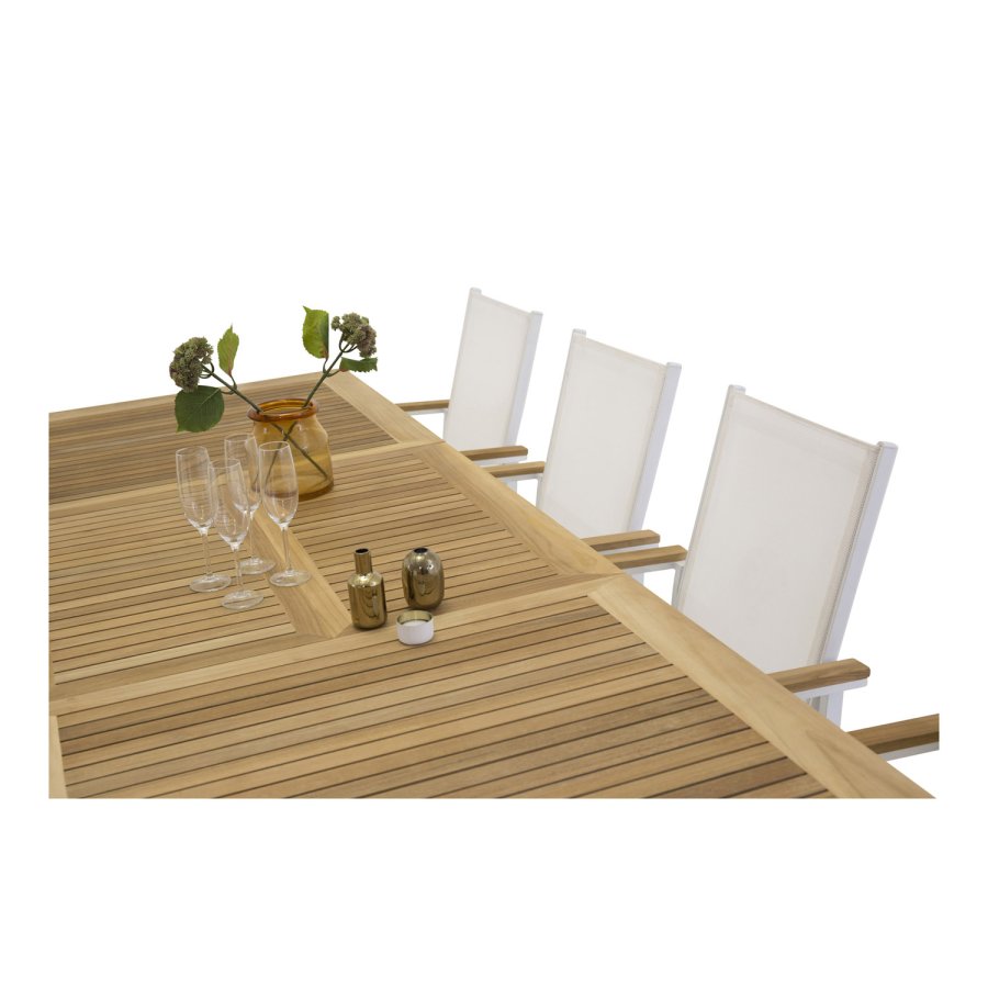 VENTURE DESIGN rektangulr Panama havebord - natur teaktr og hvid aluminium