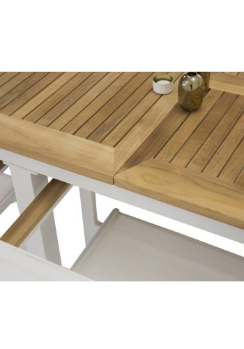VENTURE DESIGN rektangulr Panama havebord - natur teaktr og hvid aluminium