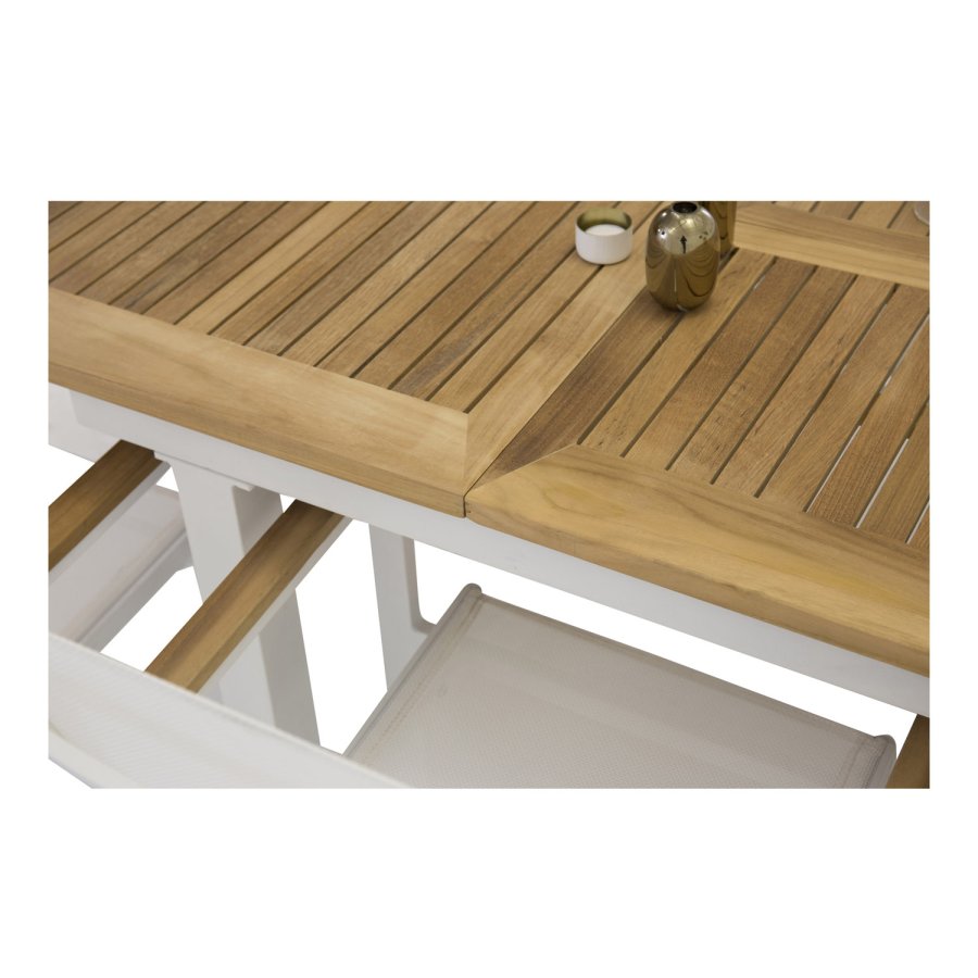 VENTURE DESIGN rektangulr Panama havebord - natur teaktr og hvid aluminium