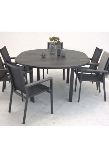 VENTURE DESIGN ovalt Marbella havebord m. udtrk - sort aluminium (120)
