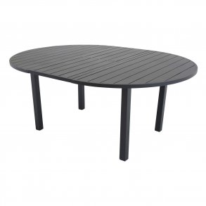 VENTURE DESIGN ovalt Marbella havebord m. udtrk - sort aluminium (120)